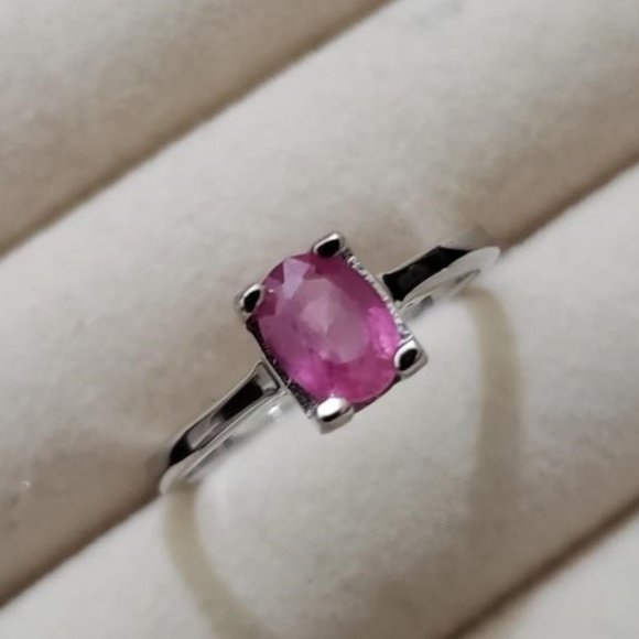 -Sterling Silver and Pale Ruby Minimalist Ring Size 7-Rosé Rocket Fuel - Picture 1 of 15